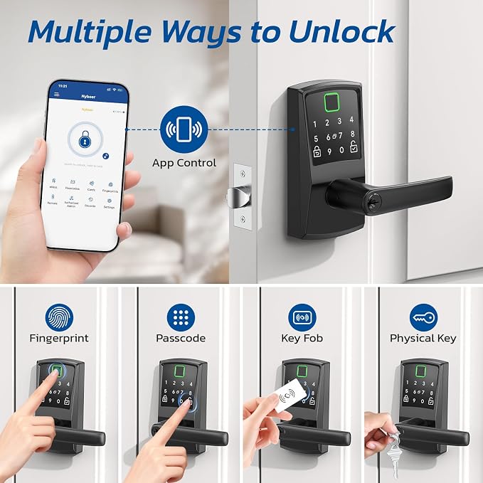 Keypad Smart Door Lock with Handle, Fingerprint Keyless Entry Digital Lock - Image 2