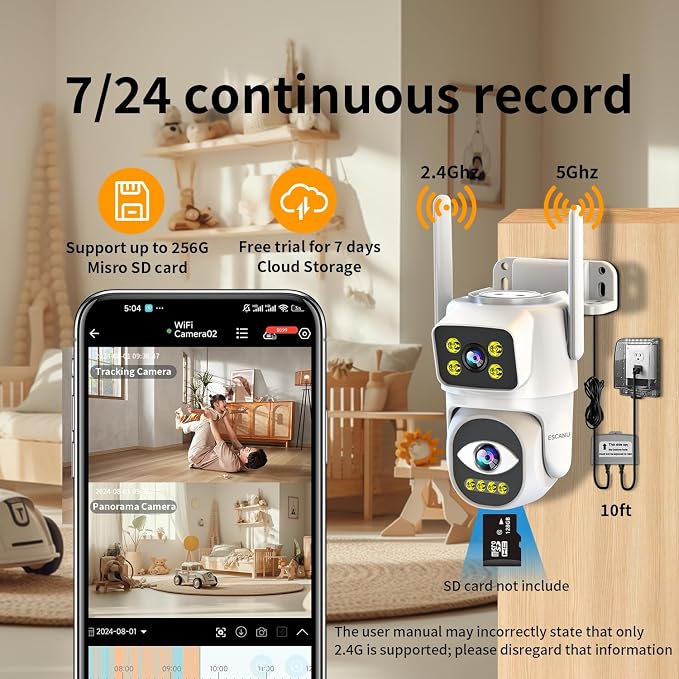 ESCANU Dual Lens Security Camera Outdoor, WiFi Camera - Image 7