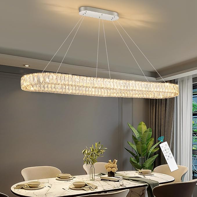 HAIXIANG Crystal 59 Inch Long Chandelier Modern Dimmable LED Chandeliers - Image 9