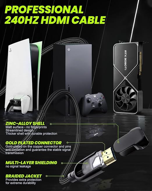 8K HDMI 2.1 Cable 6.6ft 48Gbps, Ultra High Speed HDMI Cable, 4K HD 120Hz 144Hz - Image 3
