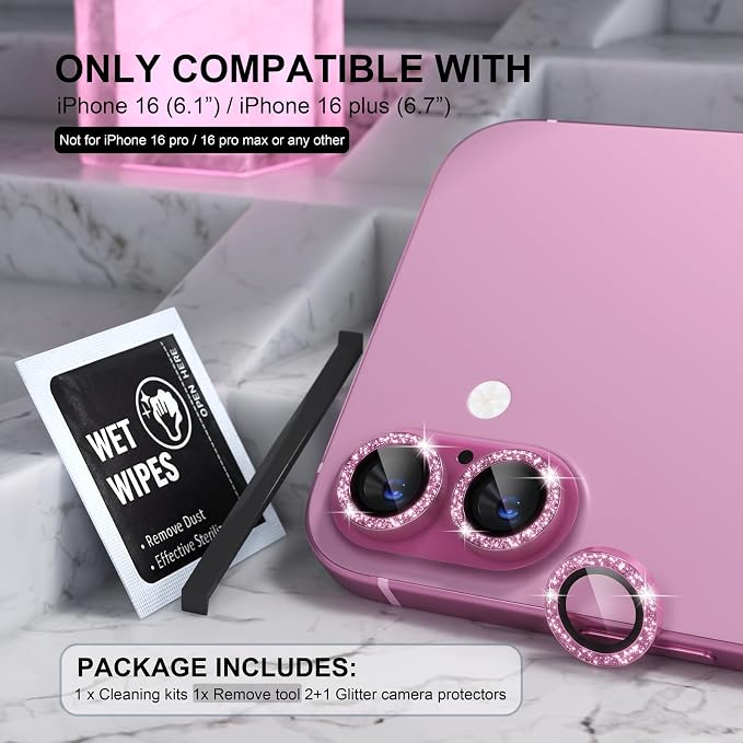 Choiche Compatible for iPhone 16 /iPhone 16 Plus Camera Lens Protector Bling - Image 2