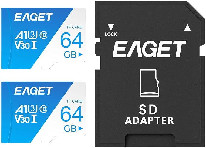 EAGET 2-Pack 64GB TF Memory Card Up to 100MB/s Read 60MB/s Write by EAGET