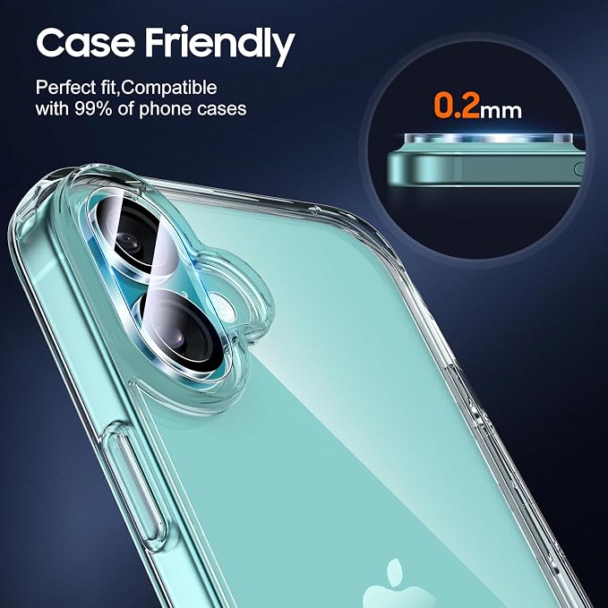 UniqueMe for 3 Pack iPhone 16 / iPhone 16 Plus/iPhone 17 Camera Lens Protector - Image 5