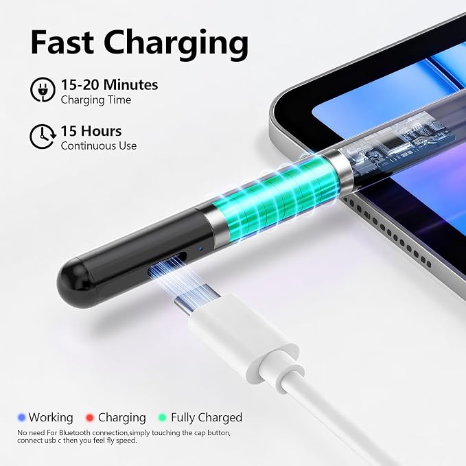 Stylus Pen for iPad 6th-11th Generation-2X Fast Charge Active Pencil Compatible - Image 3