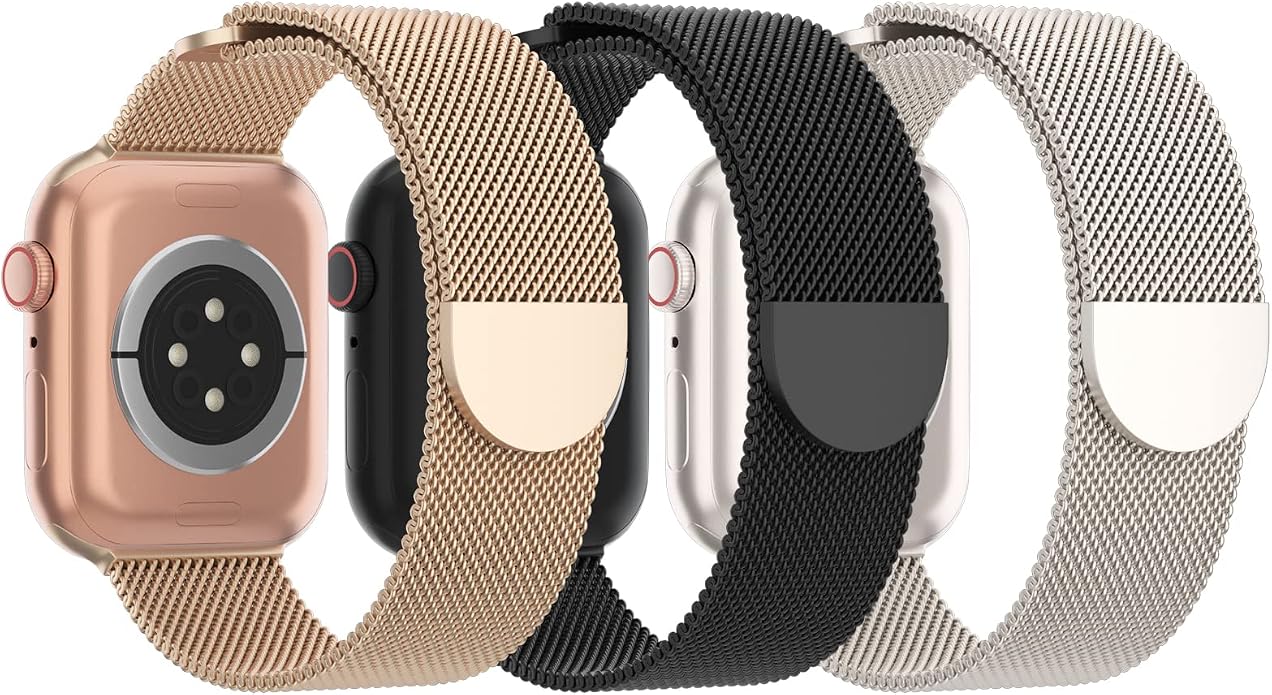 3 Pack Mesh Metal Band Compatible by Steezrd