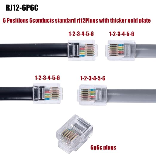 RJ12 Cable Phone Cord RJ12 6P6C Male to Male Straight Wired - Image 3