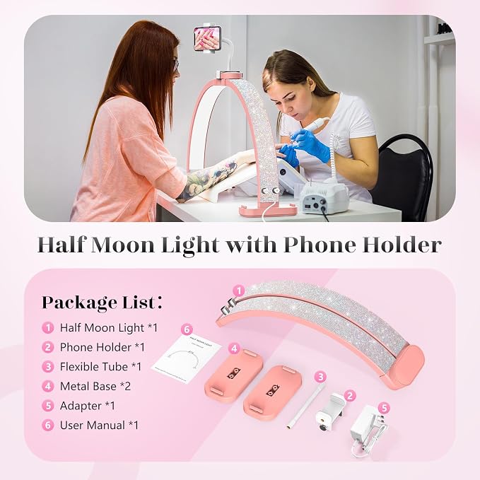 LIONVISON Half Moon Light for Nail Tech: 31 inch Lash LED Lamp - 48W Foldable - Image 8