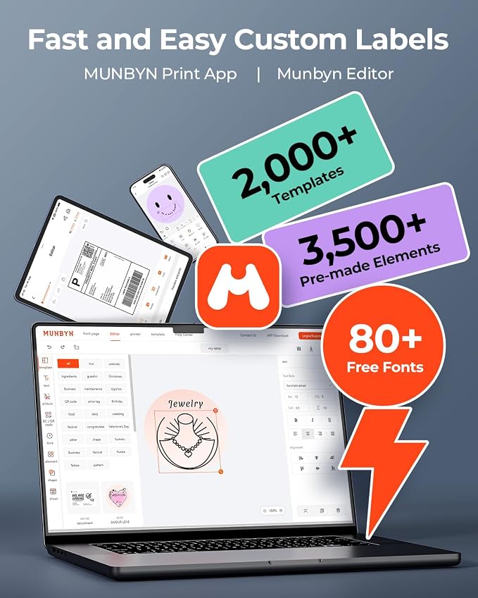 MUNBYN Bluetooth Thermal Label Printer RW403B, Wireless 4x6 Shipping Label - Image 5