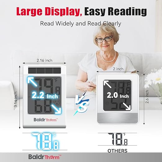 2.2'' Digital Thermometer and Hygrometer Meter, Solar-Powered Indoor - Image 4