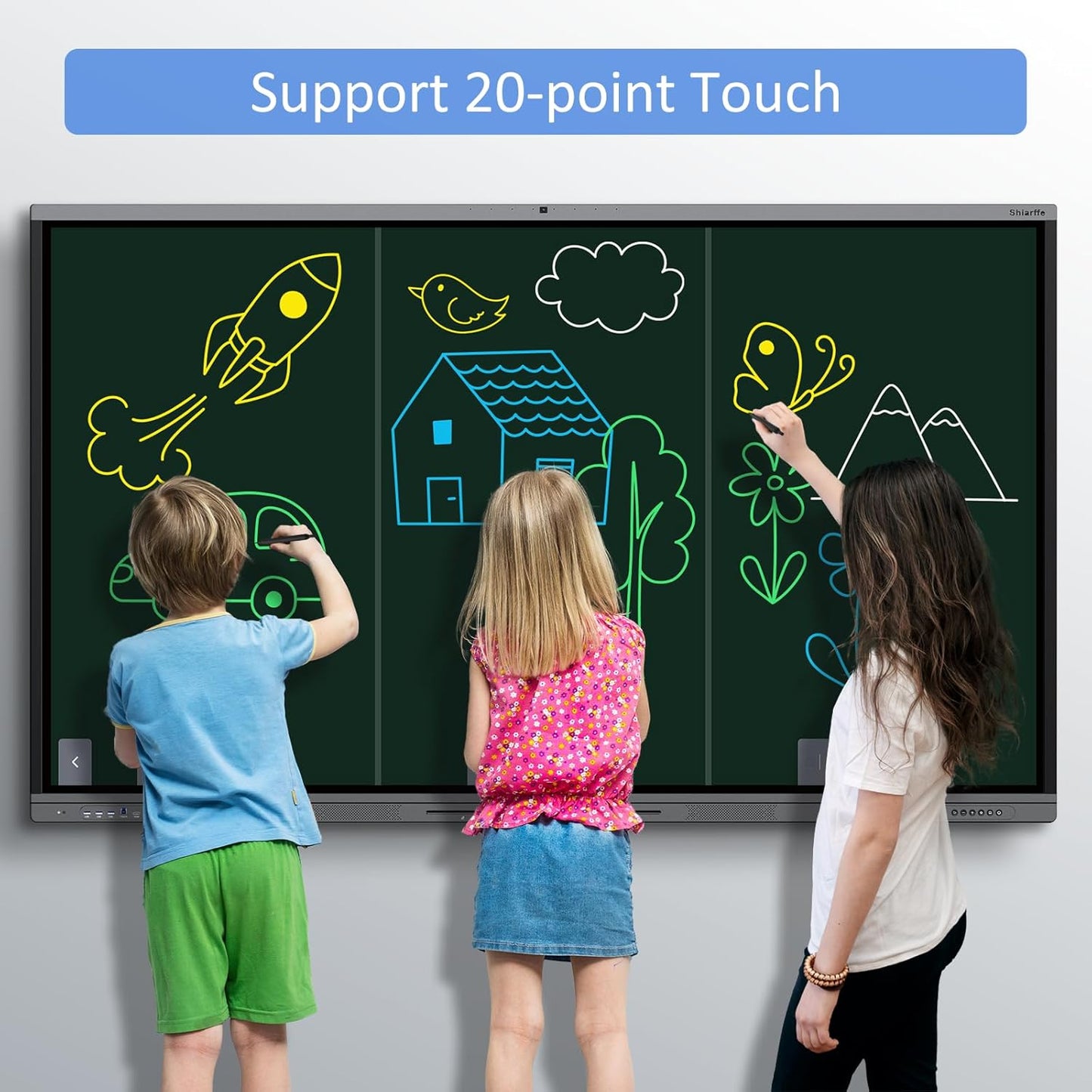 Shiarffe X5 Smart Board 86" 4K Interactive Whiteboard Google EDLA-Certified for Classroom Office Homeschool, OTA Software Updates 8GB RAM + 128GB Storage, Octa-Core Android 14 OS