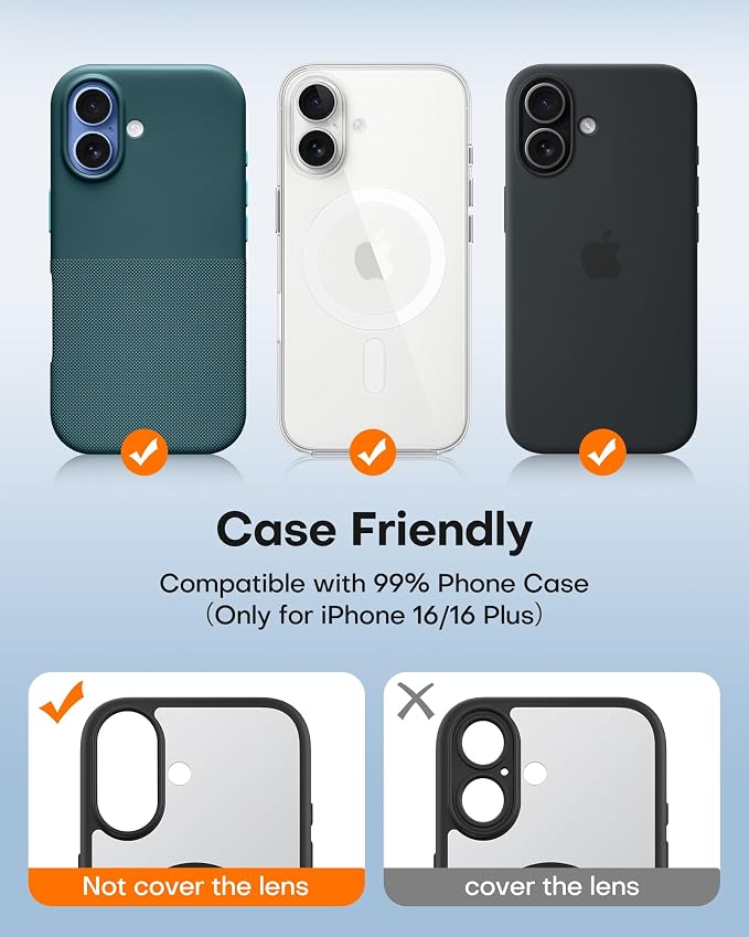 TAURI 2 Pack for iPhone 16/16 Plus Camera Lens Protector, Full Coverage - Image 4