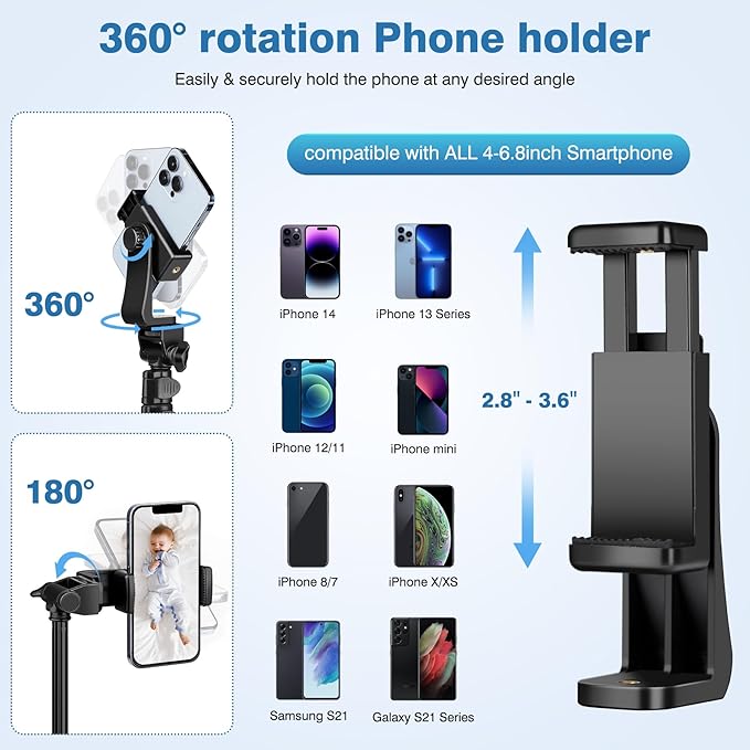70" Phone Tripod with Remote & Holder, Portable Cell Phone Stand, Selfie Stick - Image 4