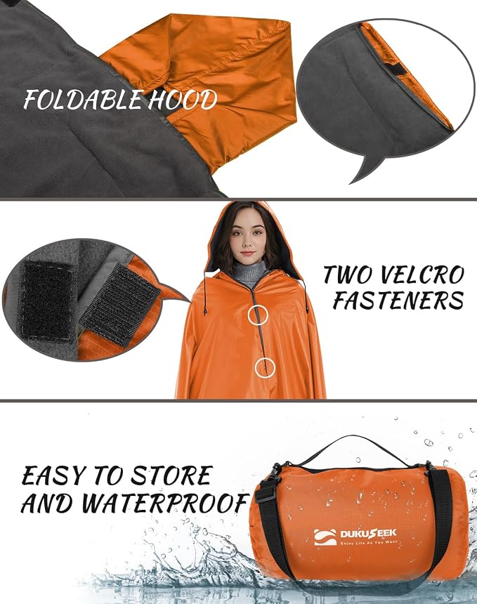 DUKUSEEK Hooded Outdoor Blanket, Extra Large Waterproof Camping Blanket - Image 2