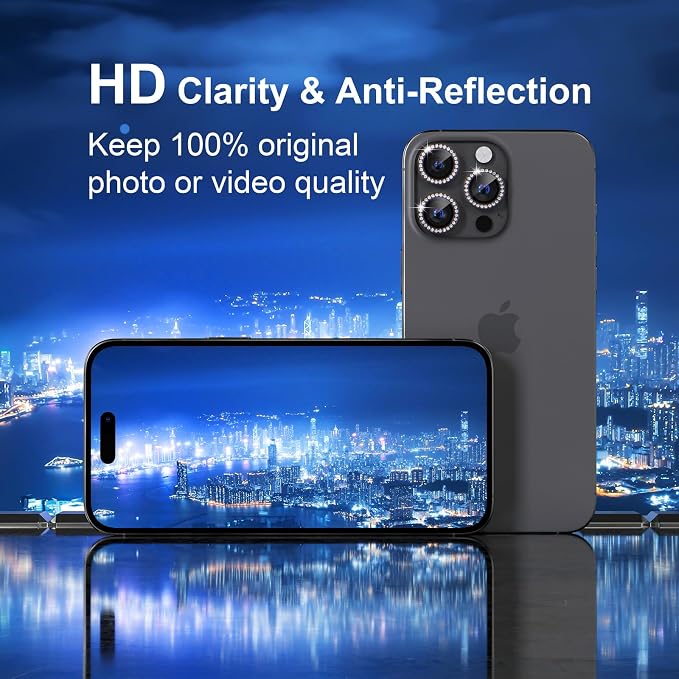 Misea Compatible for iPhone 16 Pro/iPhone 16 Pro Max Camera Lens Protector Bling - Image 4