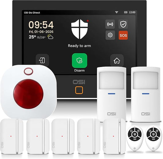 OSI Alarm System Gen 2, Motion & Entry Sensors, Wireless Siren, App & Alexa by OSIGoDirect