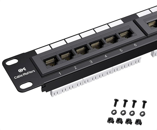 Cable Matters 24 Port Patch Panel Rackmount or Wall Mount 19-Inch, 1U Cat6 by CableMatters