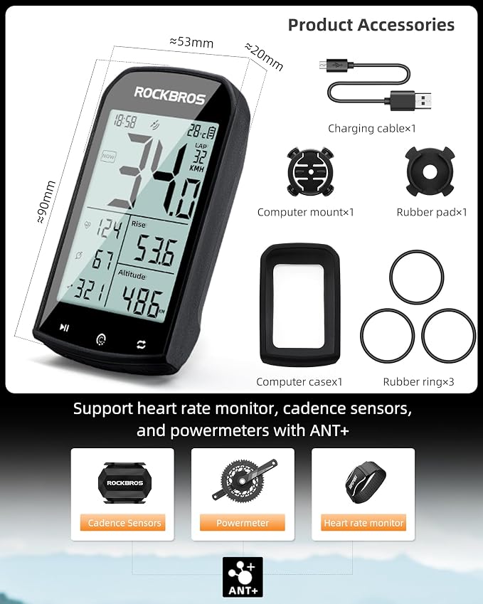 ROCKBROS Bike Computer Wireless Cycling Computers ANT+ Bluetooth Bike - Image 3