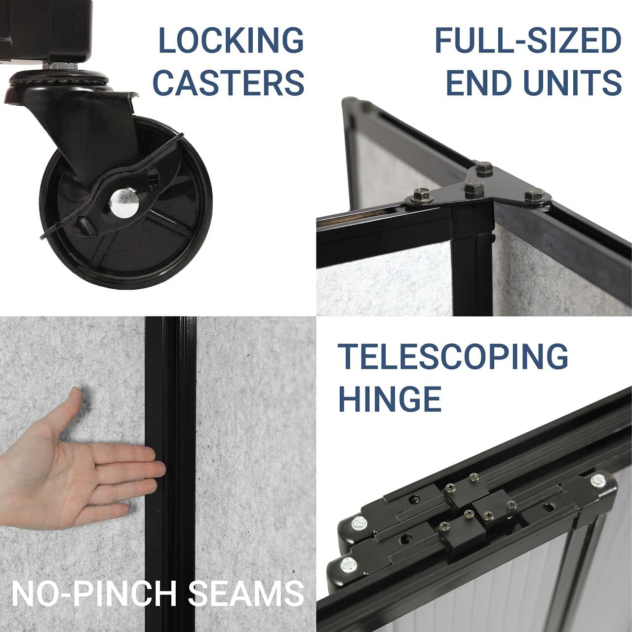 Versare Straightwall Sliding Portable Wall Partition | Freestanding Office Dividers | Locking Wheels | Temporary Room Separator | 11'3" Wide x 7'6" Tall Blue Spruce Fabric Panels