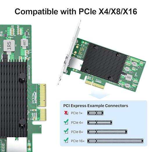 10Gtek 10Gb PCI-E NIC Network Card, Single Copper RJ45 Port, - Image 2