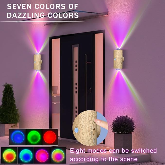 LED Wireless Wall Sconce with 7 Colors Changing, Motion Sensor Light Indoor - Image 2