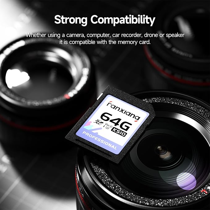 fanxiang 64GB SDXC Memory Card SD Card, Full-HD & 4K Video, - Image 2