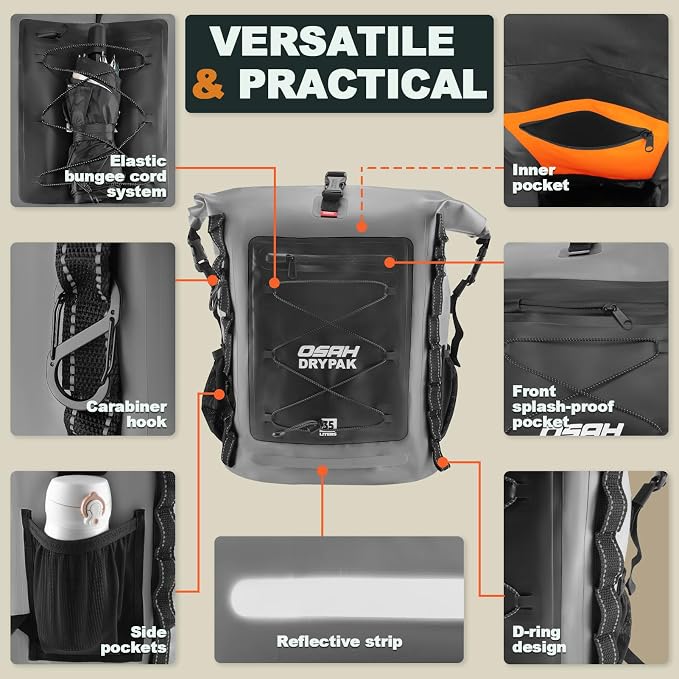 OSAH DRYPAK Waterproof Backpack Dry Bag 25L/35L/55L/85L – Heavy Duty Roll-Top - Image 3