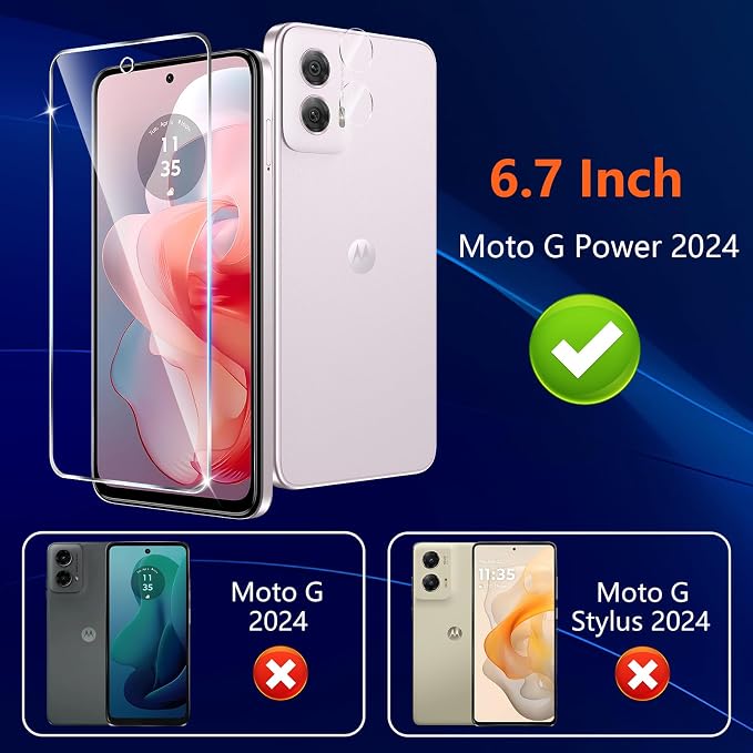 Designed for Motorola Moto G Power 5G 2024 Tempered Glass Screen Protector + - Image 2