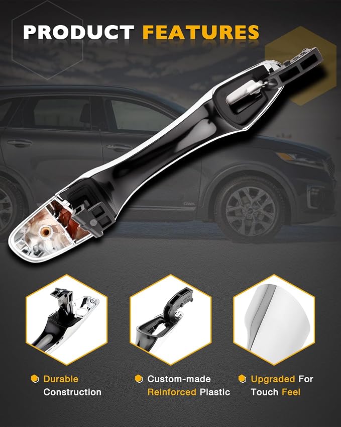 Rear Left Door Handle w/End Cap Cover, Compatible - Image 4