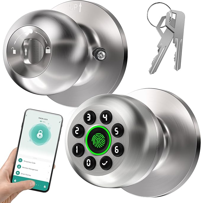 KLLOQUE Fingerprint Door Lock, Smart Fingerprint Door Knob by KLLOQUE