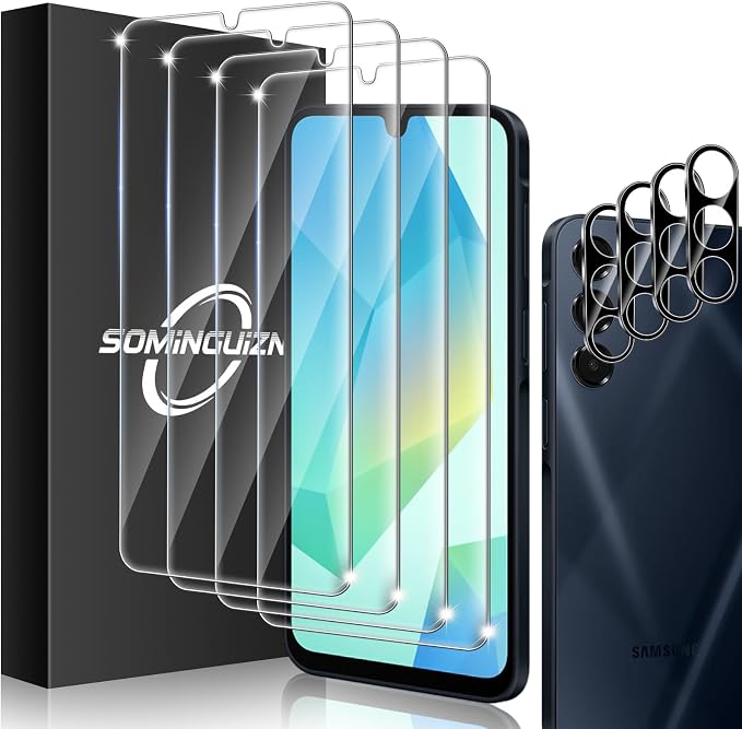 4+4 Pack for Samsung Galaxy A16 5G Screen Protector & Phone Camera Lens by SOMINGUIZN