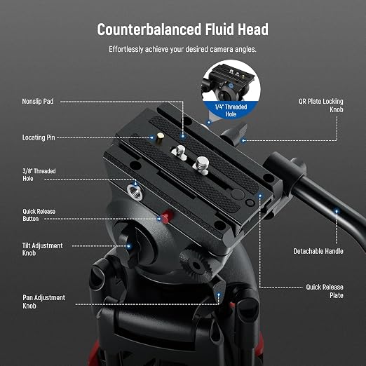NEEWER Basic 74" Video Tripod - Image 5