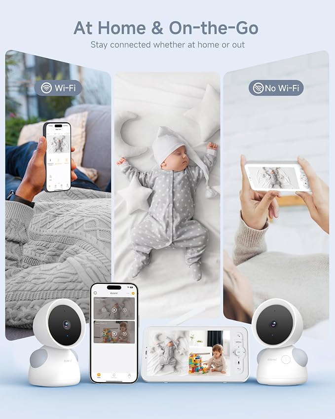 ARENTI Baby Monitor with 2 Cameras, 2K/3MP WiFi 6 Camera and Audio, 5-inch - Image 2