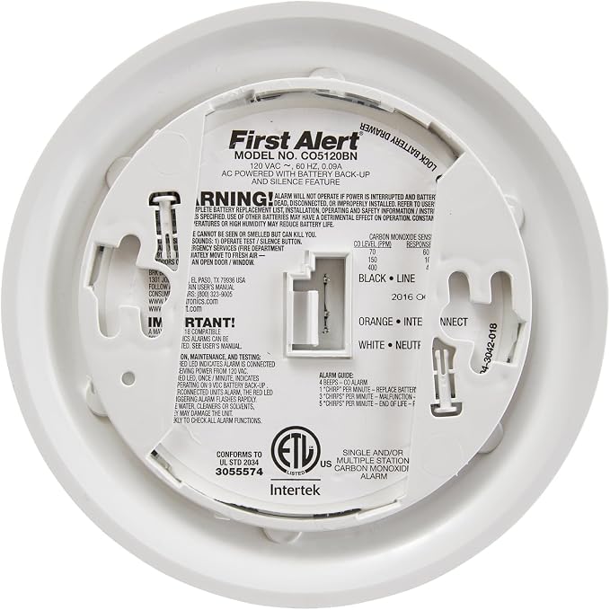 First Alert BRK Carbon Monoxide Detector, Hardwired Alarm - Image 2