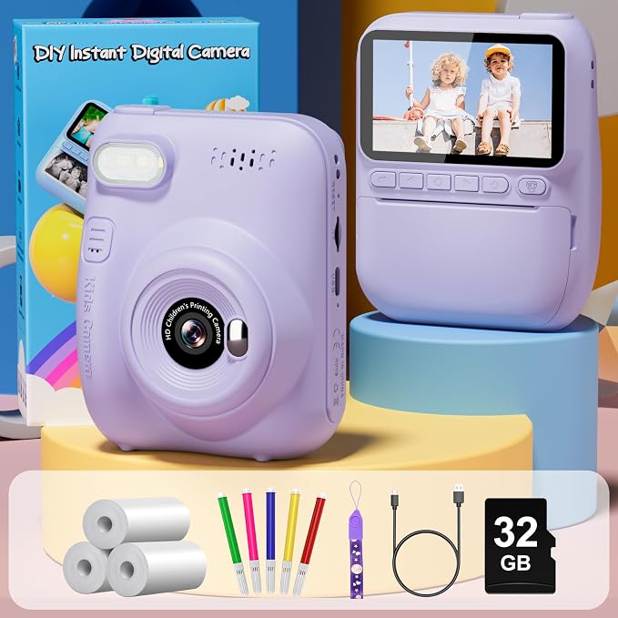 Kids Camera Instant Print, 3.0" HD 32MP Kids Camera Christmas Birthday Gifts - Image 7