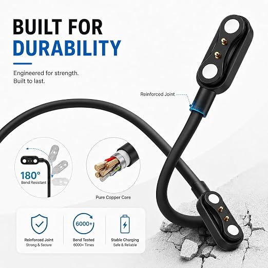 Smartwatch Charger, 2-Pin Magnetic Charging Cable - Image 6