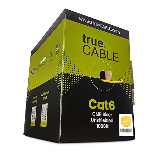 trueCABLE Cat6 Riser, 23AWG 4 Pair Solid Bare Copper, ETL Listed, Unshielded by trueCABLE