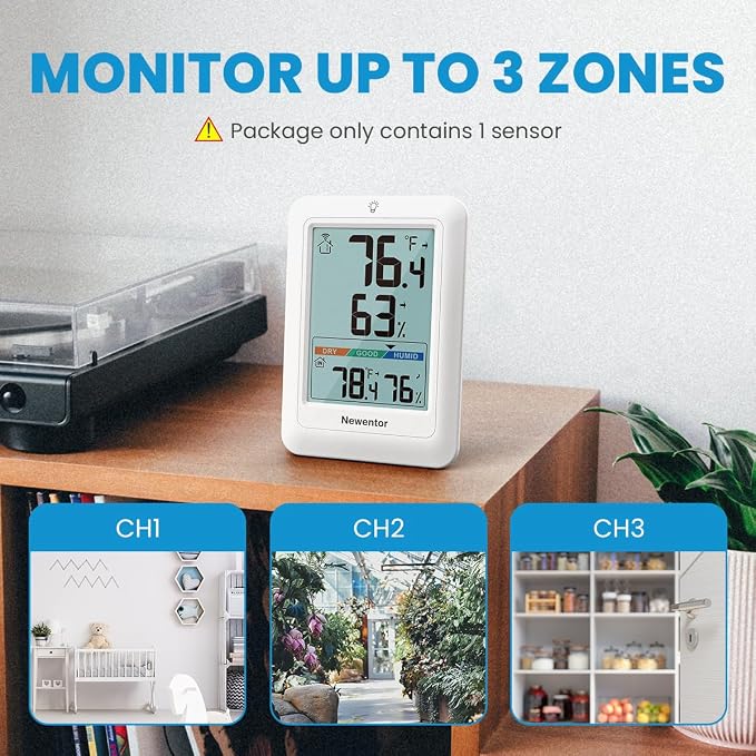 Newentor Indoor Outdoor Thermometer Wireless, Weather Station - Image 3