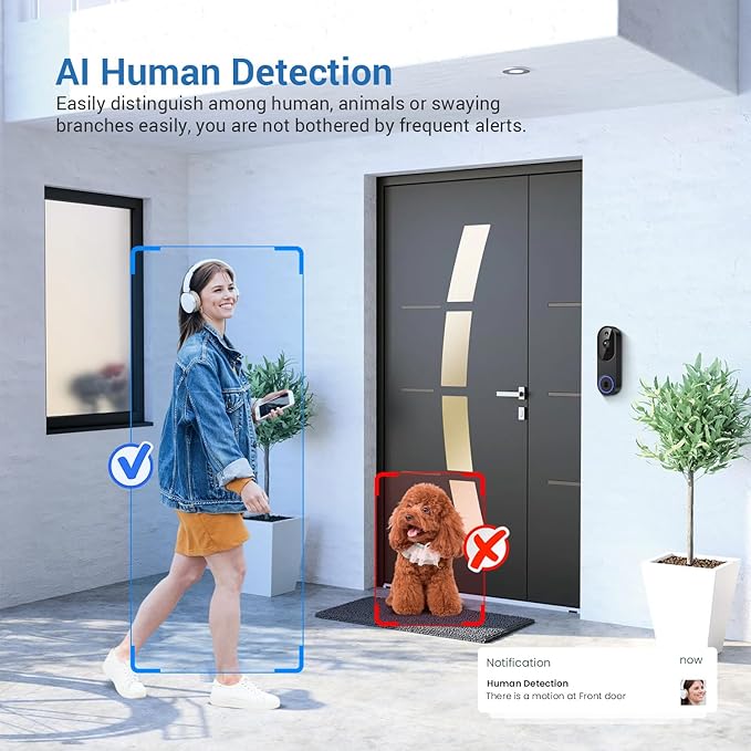 1080P Wireless Video Doorbell Camera, AI Human Detection - Image 6
