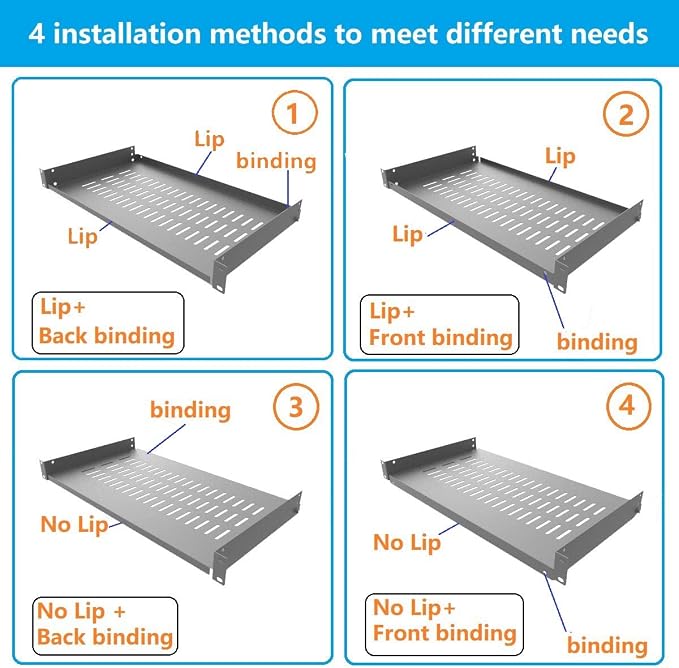 2 Pack of 1U Disassembled Vented Cantilever Server Rack Mount Shelf 10" Deep - Image 3
