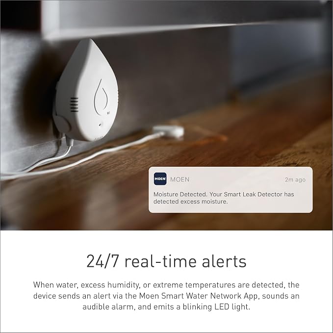 Moen Flo Smart Water Leak Detector, Drip or Flood Sensor Alarm - Image 2