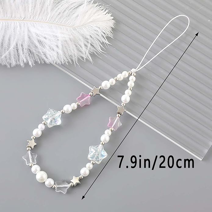 Beaded Phone Charm Lanyard Strap Girly Style Fixed Beads Pearl Lanyards - Image 5