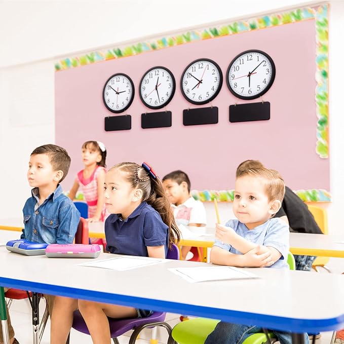 Silent Wall Clocks with Chalkboards and Marker, Battery Operated Round Multi - Image 4