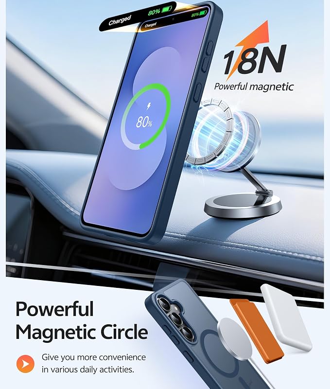 FNTCASE for Samsung Galaxy S25 FE Case: Magnetic Translucent Matte Military - Image 3