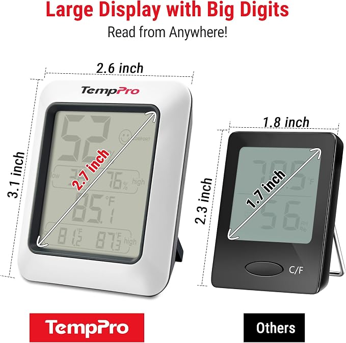 TempPro TP50 2 Pieces Digital Hygrometer Indoor Thermometer Room Thermometer - Image 6