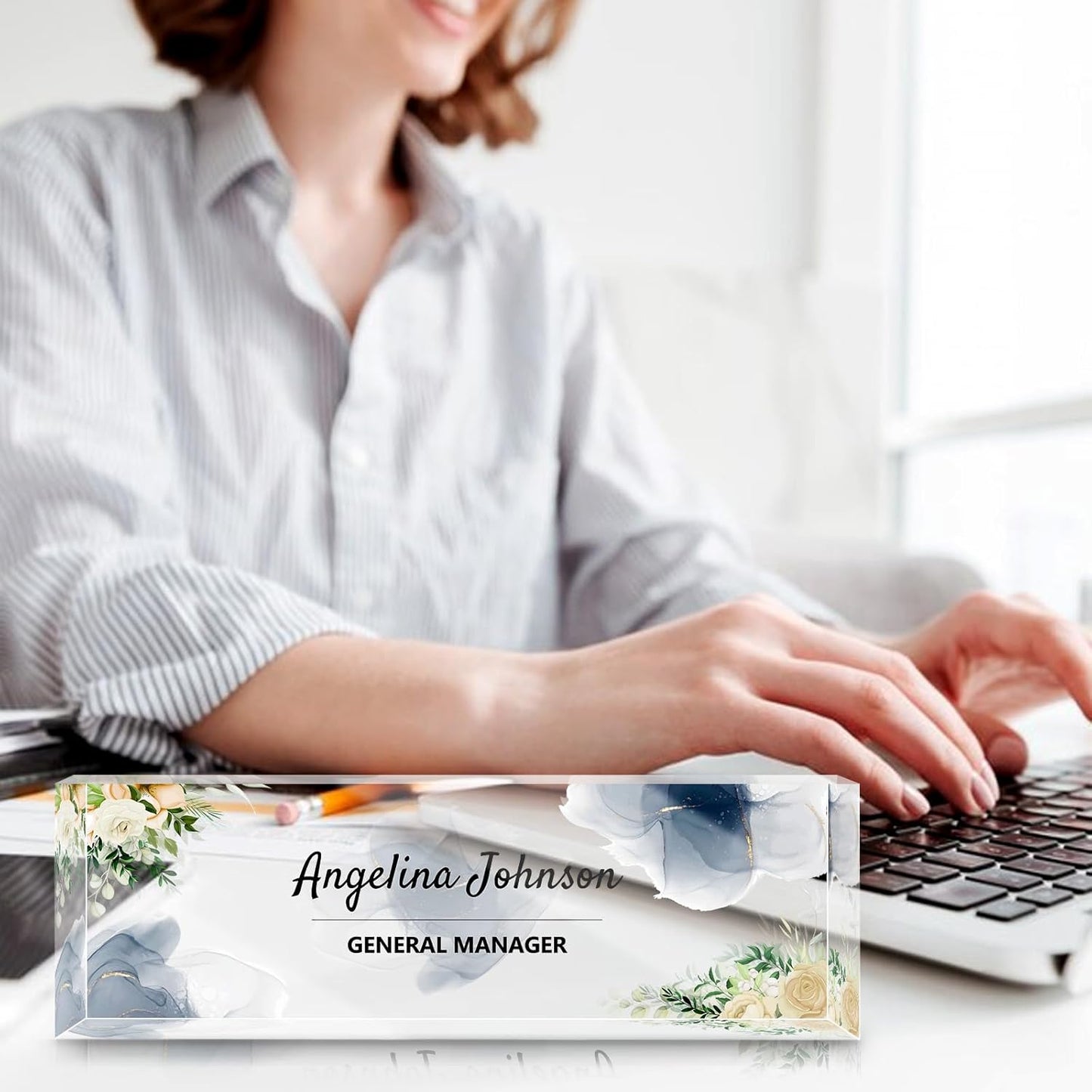 Personalized Name Plate for Desk, Custom Acrylic Desktop Accessories Office Decor for Women Men, Offices Gift for Coworkers Boss Teacher, Employee Appreciation Gifts