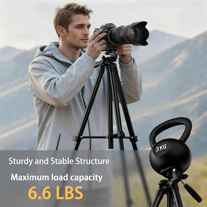 KINGJOY 71" Lightweight Camera Tripod - Image 4