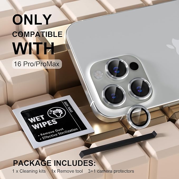 Misea Compatible for iPhone 16 Pro/iPhone 16 Pro Max Camera Lens Protector - Image 2