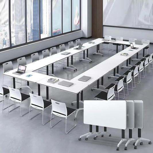 Conference Room Table with Flip-Top Design for Dynamic Meetings, Business Table Computer Desk with Heavy-Duty Frame,Foldable Seminar Meeting Tables for Home Office (6, E, 70.8IN)