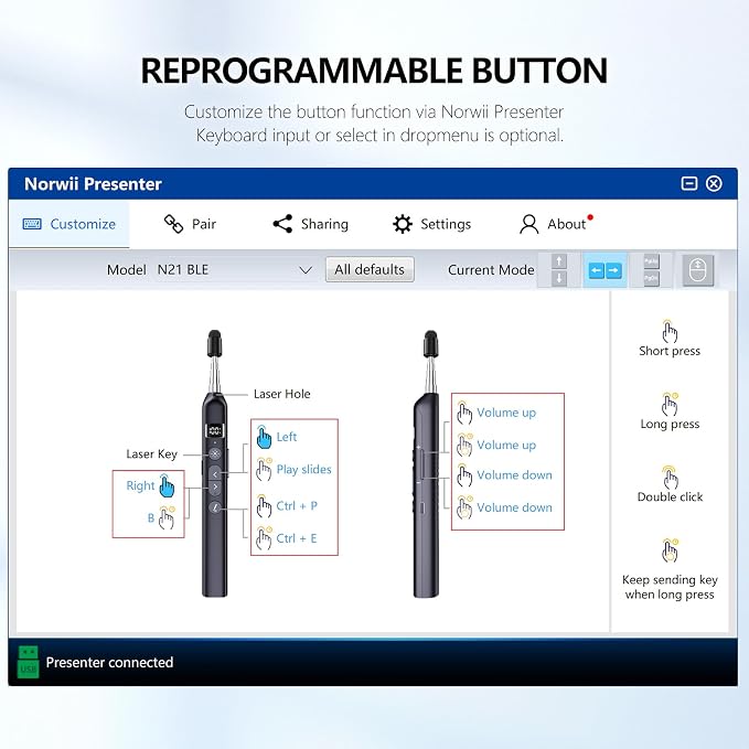 Norwii N21 Bluetooth Presentation Clicker - Image 10