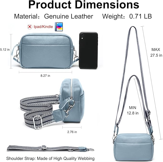 Small Crossbody Bags for Women Genuine Leather, Guitar Strap Shoulder Handbag - Image 6